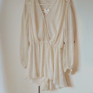 LoveShackFancy Creamy White Silk Romper NWT